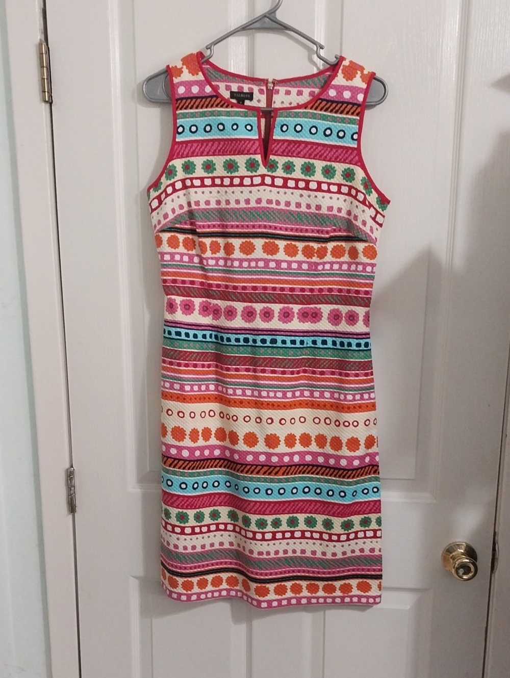 Talbots 4 Bright Multicolor Striped Sleeveless Shift Dress